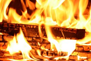 burning wood fire